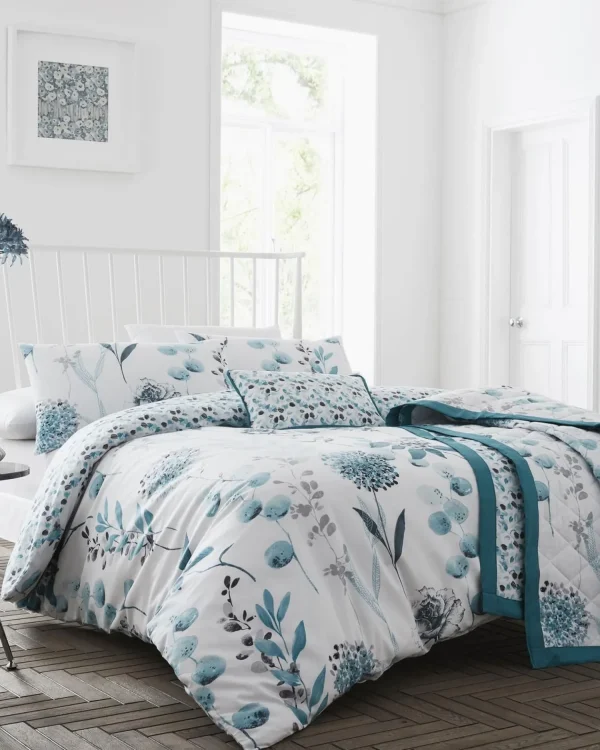 * Trends Inky Floral 200 Thread Count Duvet Set - Teal