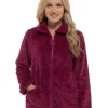 * Dressing Gowns | Waffle Fleece Zip Bed Jacket - Raspberry