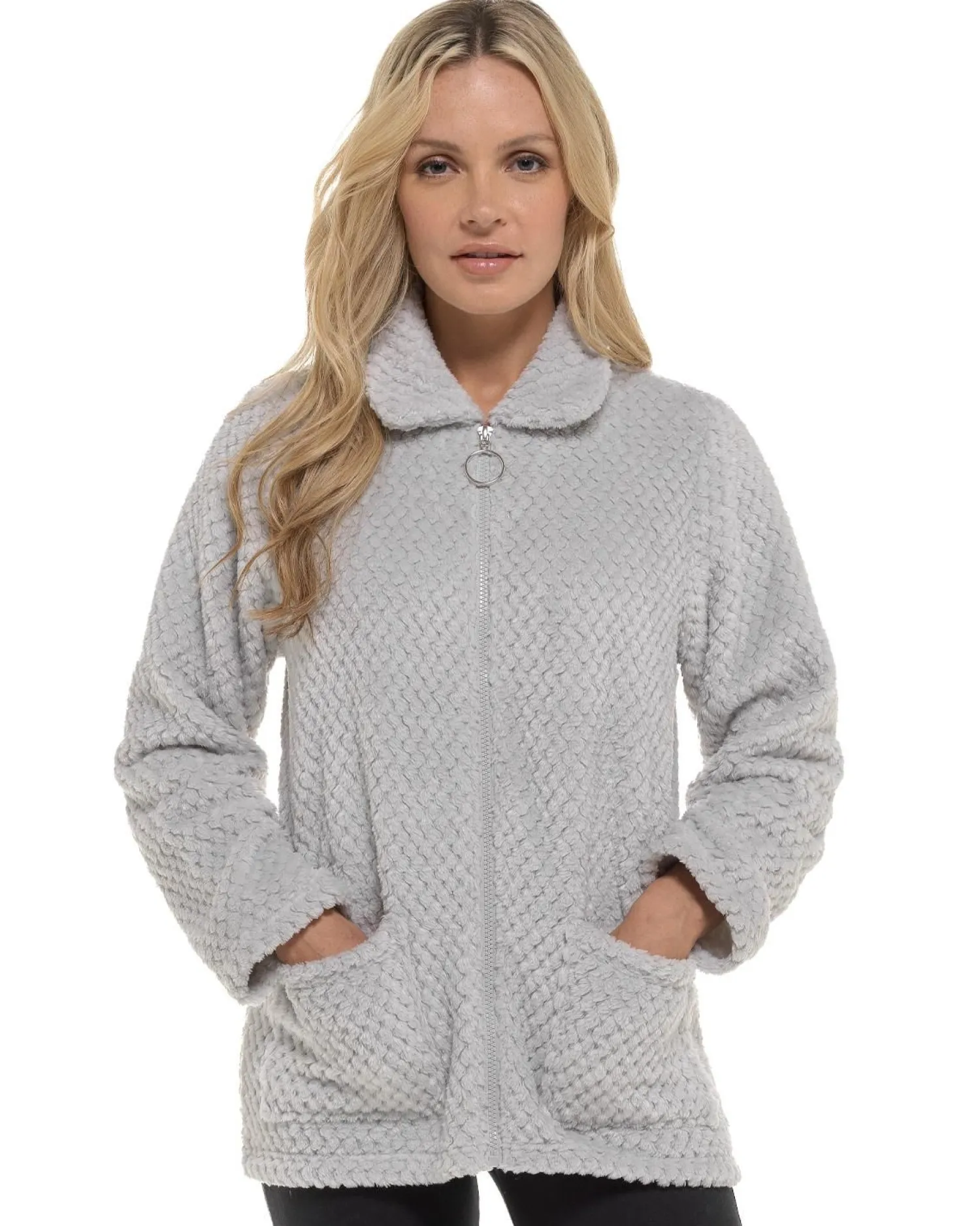 waffle_fleece_zip_bed_j_0-2.webp * Dressing Gowns | Waffle Fleece Zip Bed Jacket - Grey