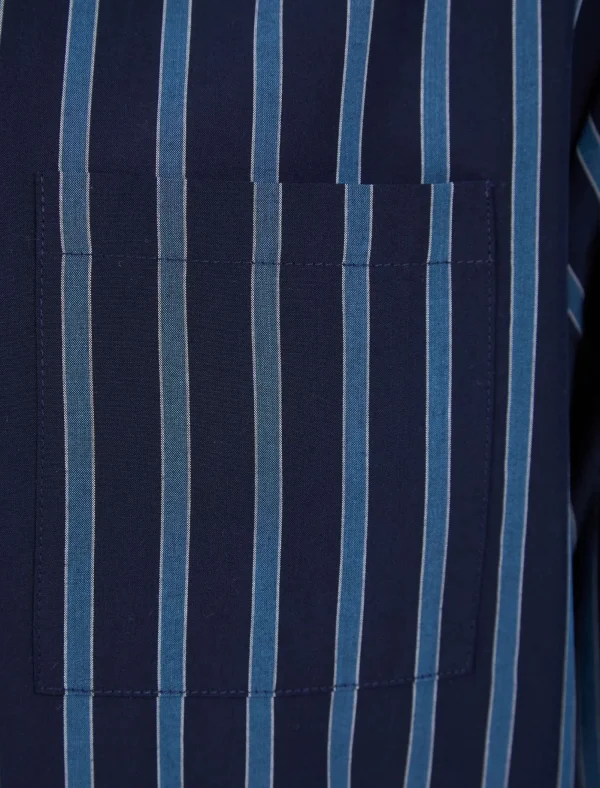 Men Walker Reid 42" Yarn Dyed 100% Woven Cotton Stripe Nightshirt
