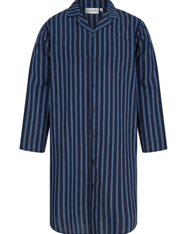 Men Walker Reid 42" Yarn Dyed 100% Woven Cotton Stripe Nightshirt