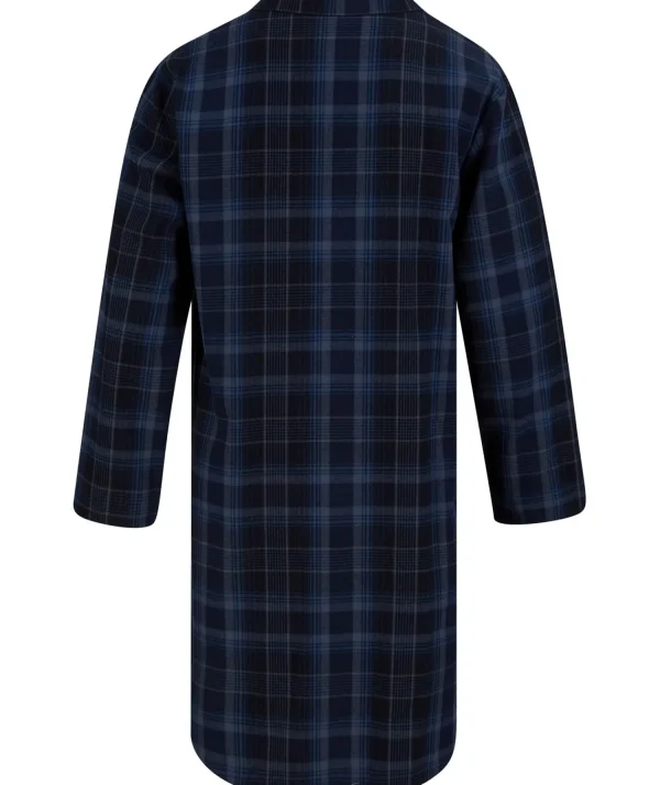 Men Walker Reid Brushed Cotton Check Nightshirt - Navy