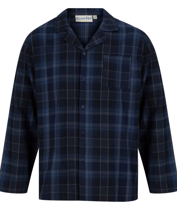 Men Walker Reid Brushed Cotton Check Tailored Pyjamas - Navy