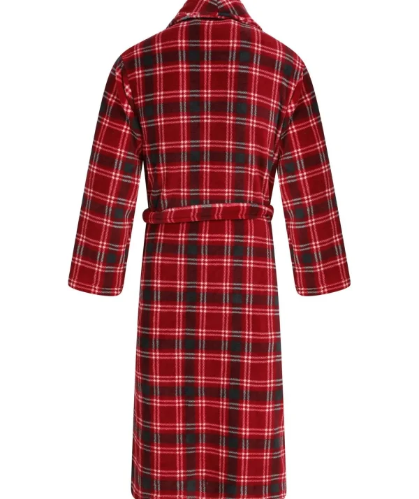 Men Walker Reid Check Coral Fleece Robe - Red