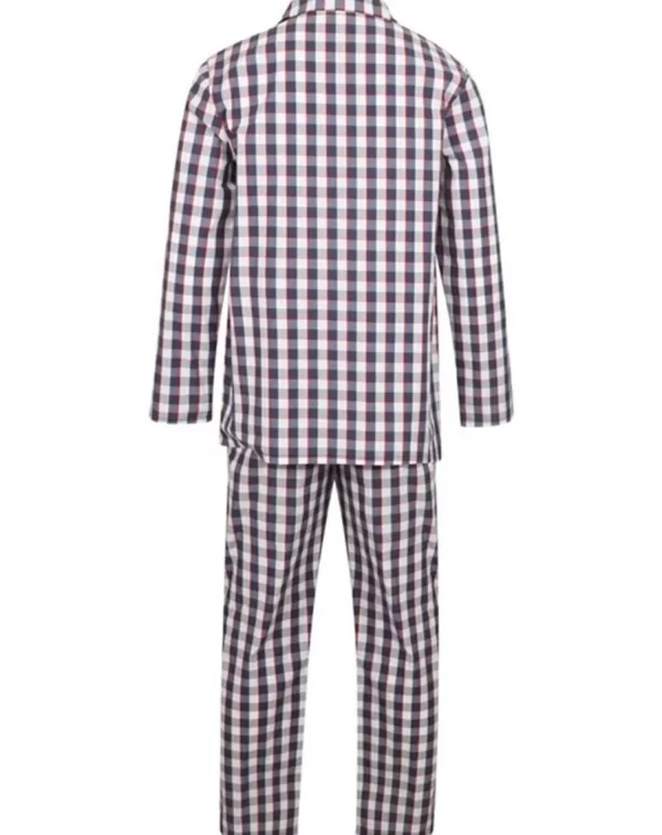 Men Walker Reid Cotton Check Tailored Pyjamas - Navy/Red