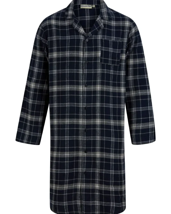 Men Walker Reid Cotton Check Button Through Nightshirt