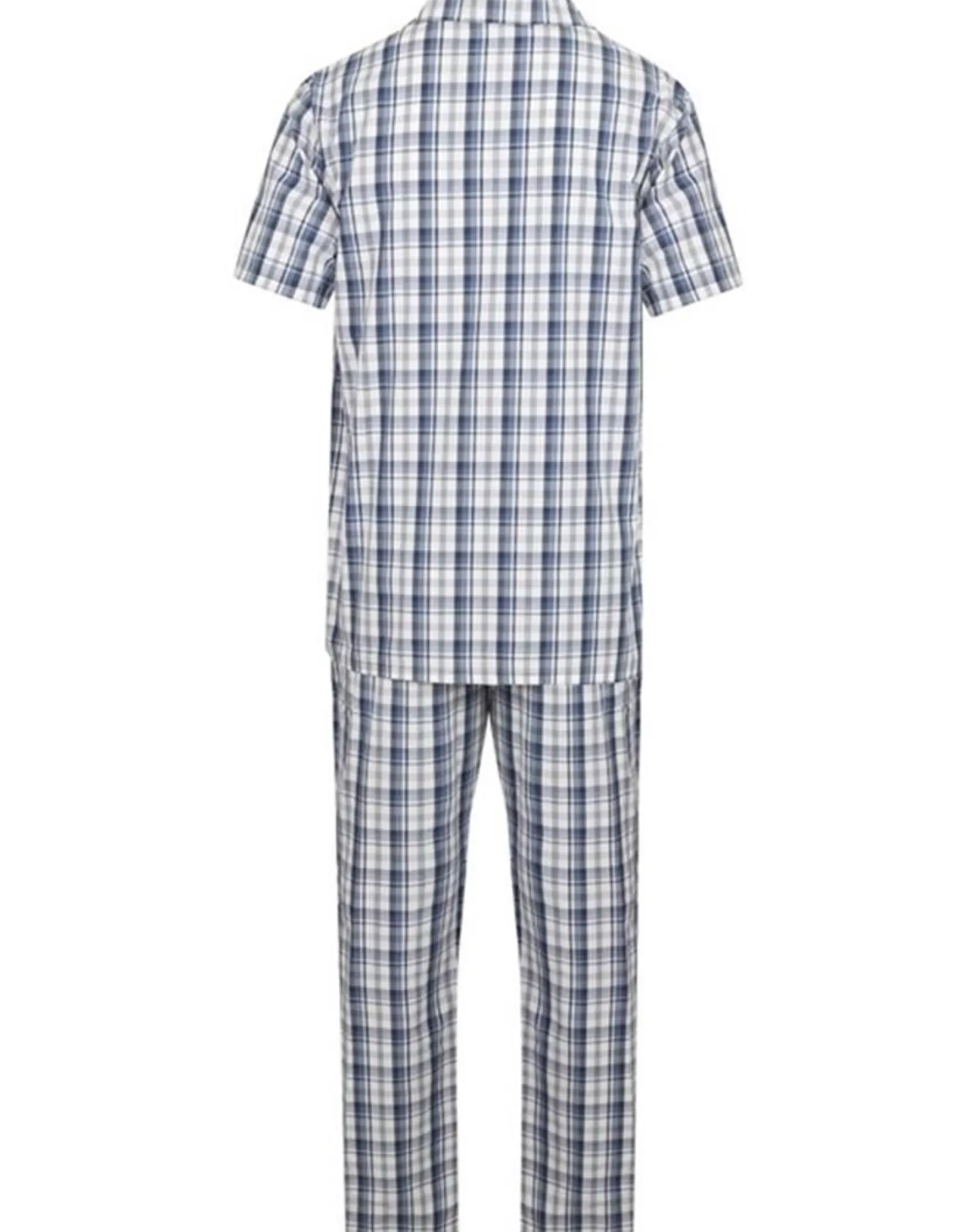 walker_reid_cotton_check__0.webp Men Walker Reid Cotton Check Tailored Pyjamas - Blue