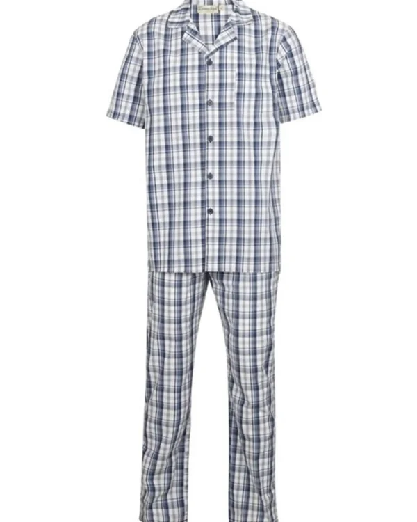 Men Walker Reid Cotton Check Tailored Pyjamas - Blue