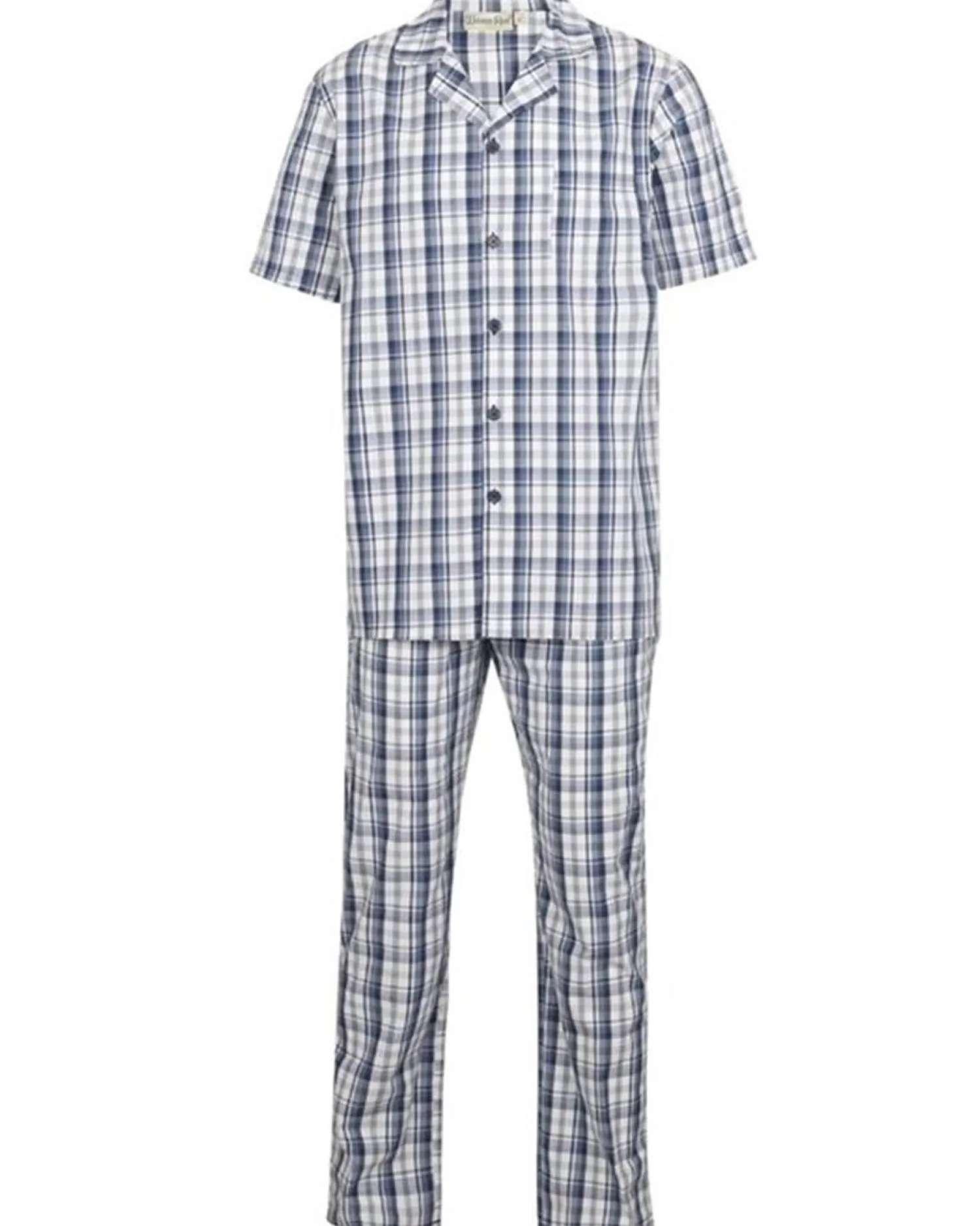 walker_reid_cotton_check__1.webp Men Walker Reid Cotton Check Tailored Pyjamas - Blue