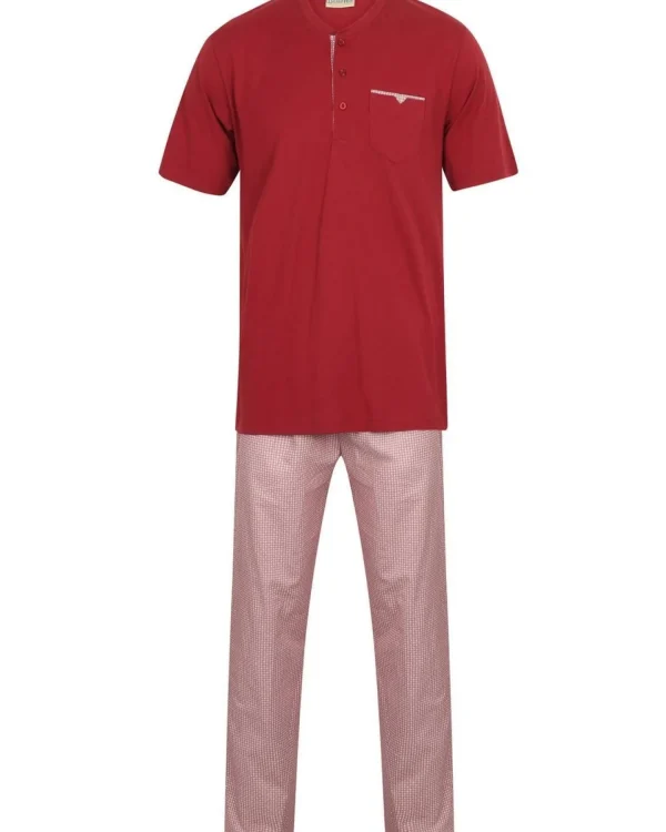 Men Walker Reid Cotton Geo Print Jersey Pyjamas - Red