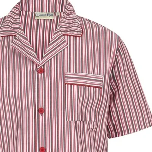 Men Walker Reid Cotton Stripe Pyjamas - Red