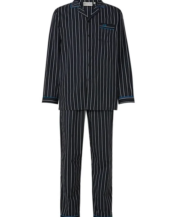 Men Walker Reid Cotton Stripe Tailored Pyjamas - Black