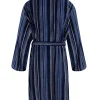 Men Walker Reid Stripe Coral Fleece Dressing Gown - Navy