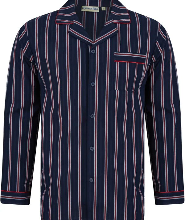 Men Walker Reid Woven Button Pyjamas - Navy