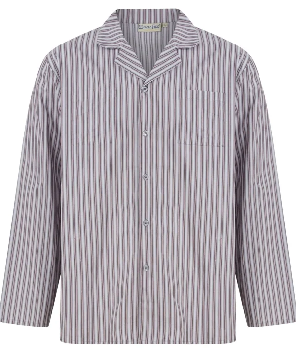 Men Walker Reid Woven Cotton Stripe Tailored Pyjamas - Grey