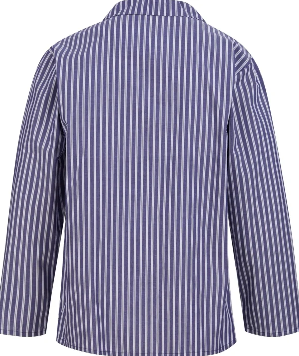 Men Walker Reid Woven Cotton Stripe Tailored Pyjamas - Navy