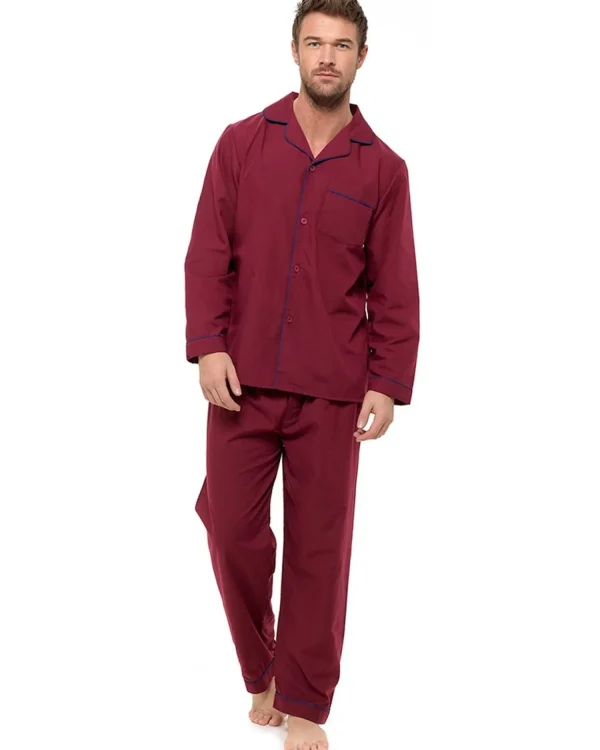 Men Walter Grange Tailored Button Pyjamas - Burgundy