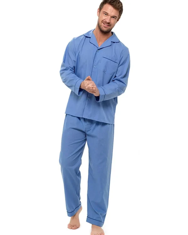 Men Walter Grange Tailored Button Pyjamas - Blue