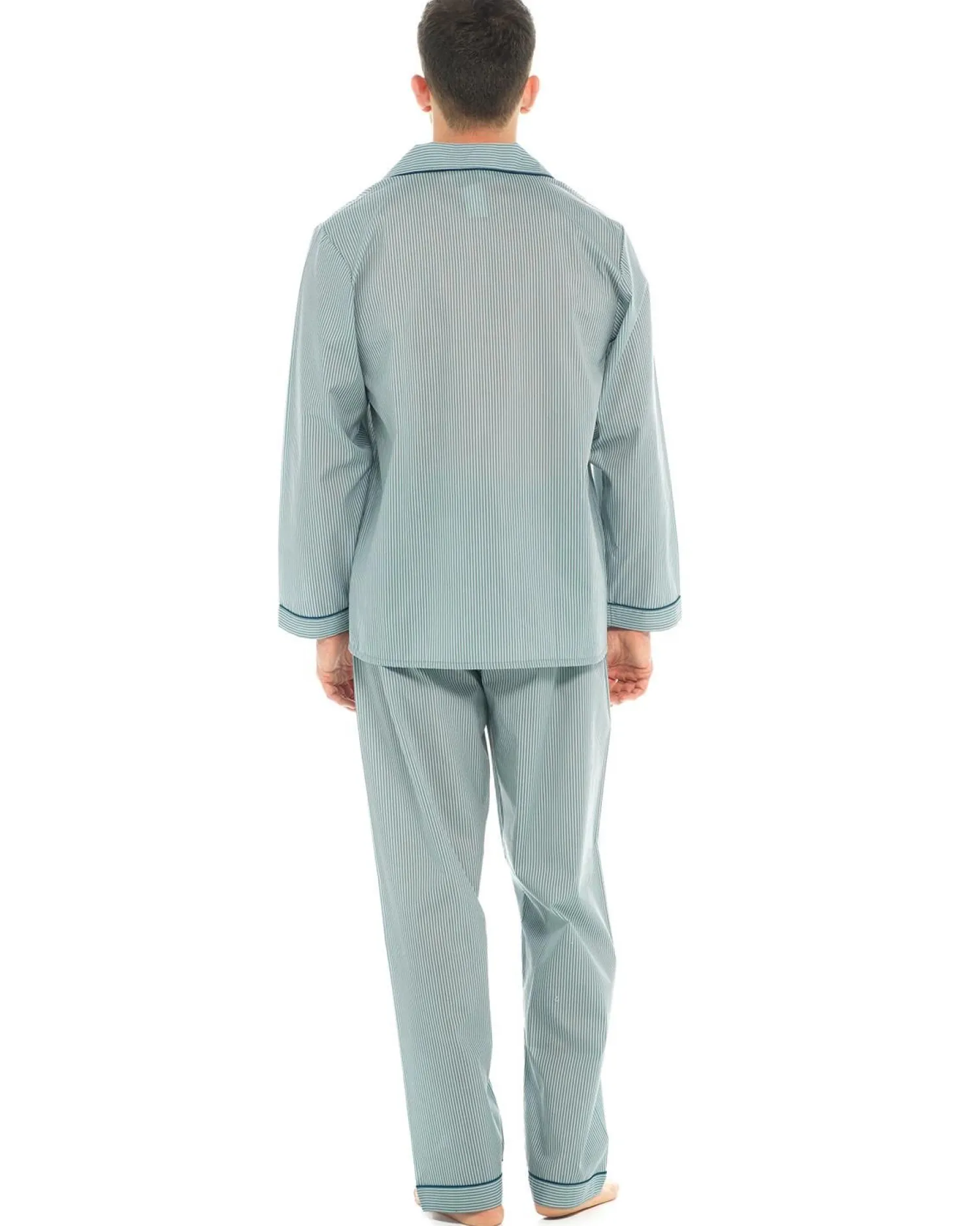 walter_grange_traditional_0-2.webp Men Walter Grange Traditional Polycotton Pyjamas - Blue Stripe