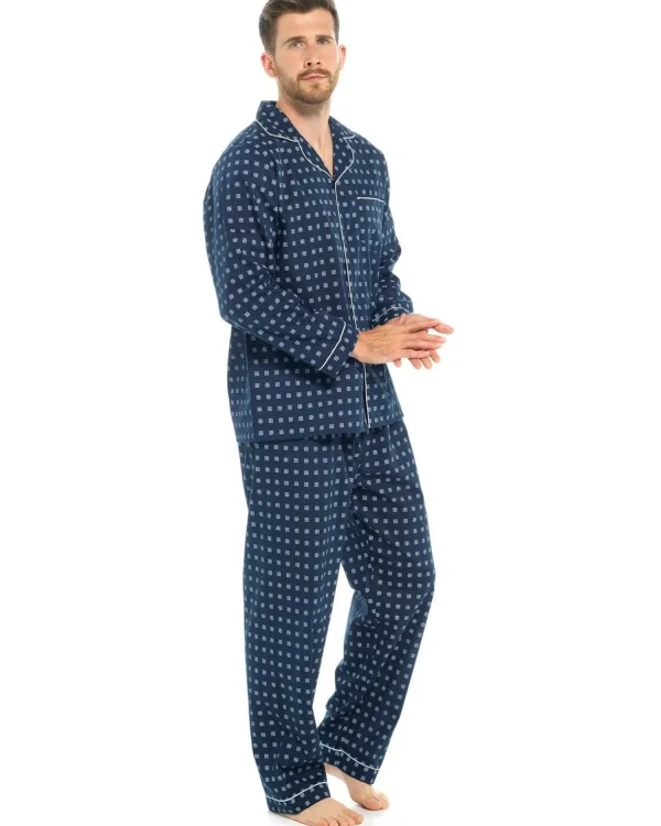 Men Walter Grange Traditional Polycotton Pyjamas - Blue Print