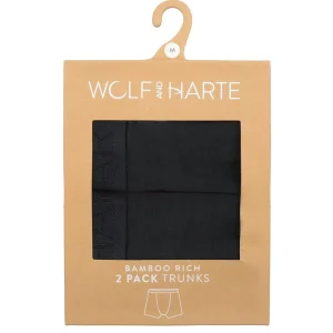 Men Wolf & Harte Wolf & Harte Mens 2 Pack Bamboo Rich Trunks - Black