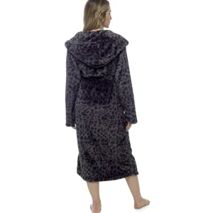 Wolf & Harte Dressing Gowns | Wolf & Harte Panther Print Dressing Gown - Black