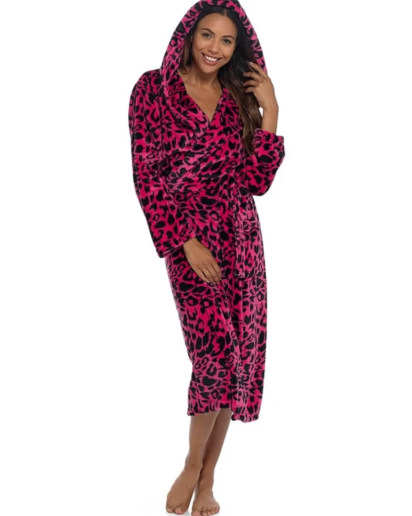 Wolf & Harte Dressing Gowns | Wolf & Harte Panther Print Dressing Gown - Pink