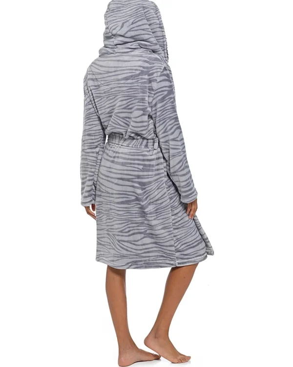 Wolf & Harte Dressing Gowns | Wolf & Harte Zebra Print Dressing Gown - Grey