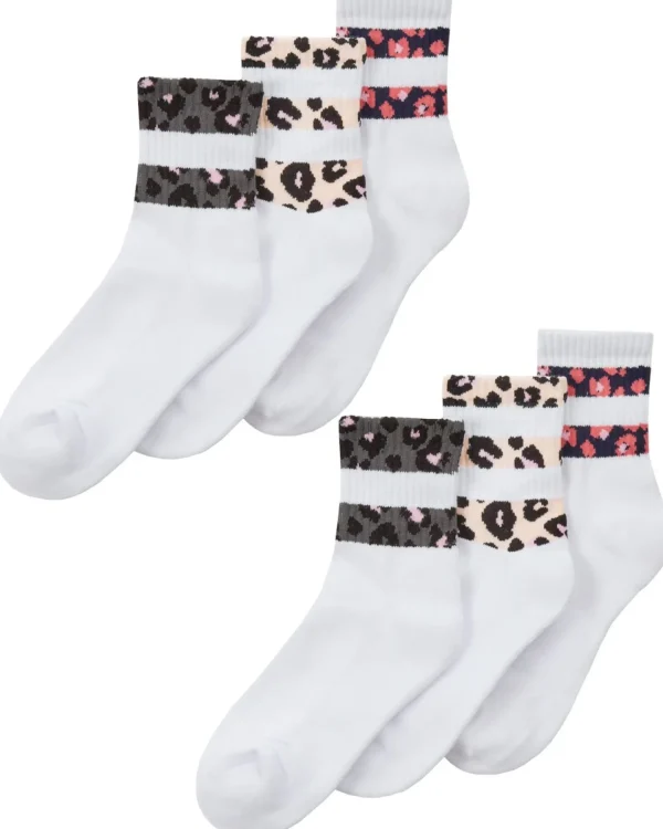 Street Essentials Socks | Womens 6 Pack Animal Print Stripe Sport Socks