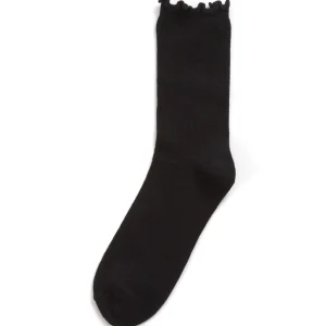 PandaStick Socks | Womens 6 Pack Bamboo Frilly Socks - Black