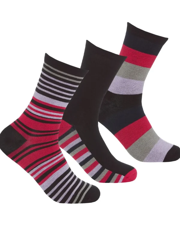 PandaStick Socks | Womens 6 Pack Bamboo Socks - Stripe Mix