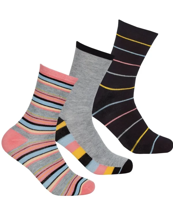 PandaStick Socks | Womens 6 Pack Bamboo Socks - Stripe Mix
