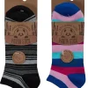PandaStick Socks | Womens 6 Pack Bamboo Trainer Socks - Stripe Mix