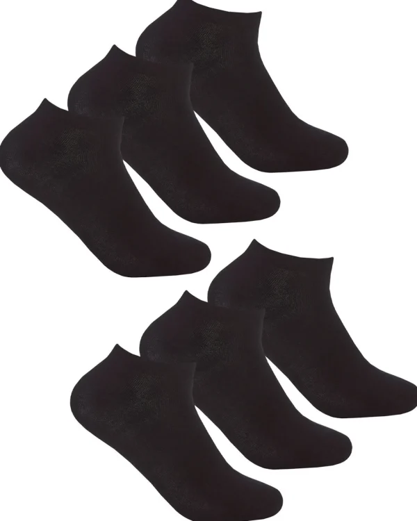 PandaStick Socks | Womens 6 Pack Bamboo Trainer Socks - Black