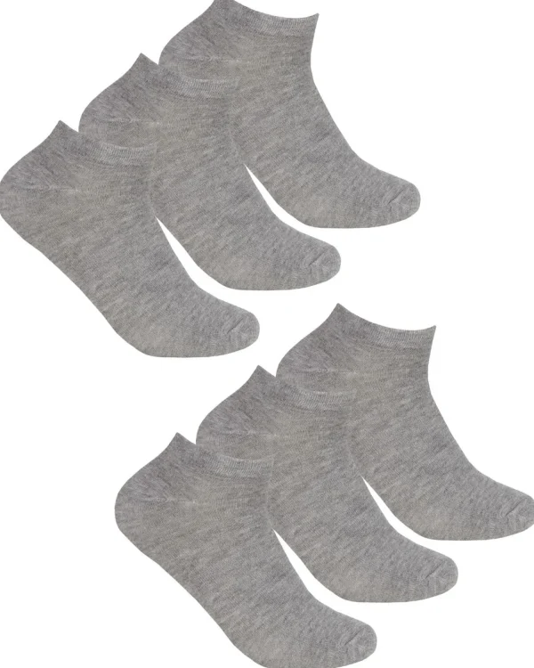 PandaStick Socks | Womens 6 Pack Bamboo Trainer Socks - Grey