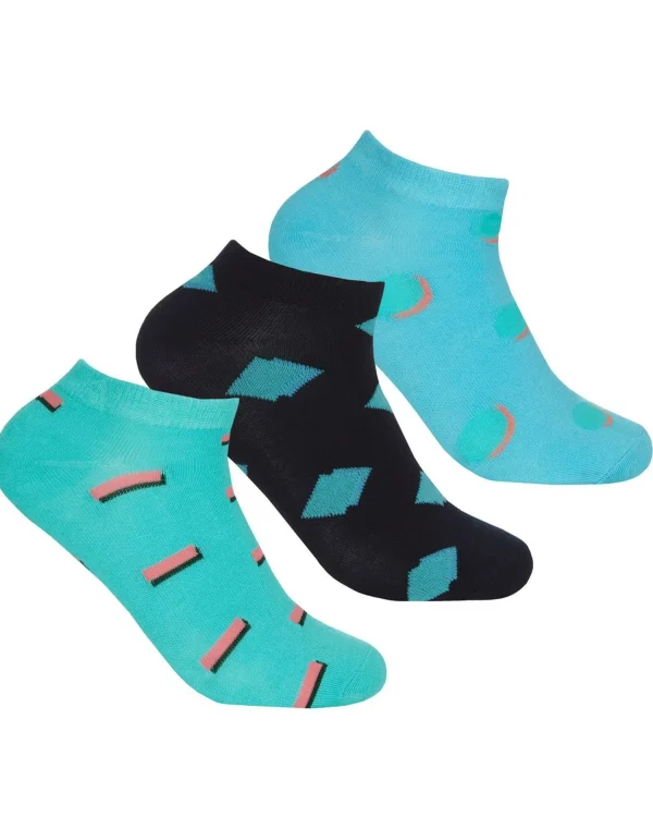 PandaStick Socks | Womens 6 Pack Bamboo Trainer Socks - Geo Mix
