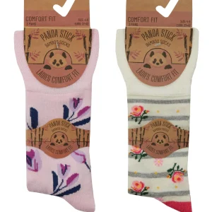 PandaStick Socks | Womens 6 Pack Comfort Fit Bamboo Socks - Floral
