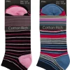 * Socks | Womens 6 Pack Cotton Rich Trainer Socks - Stripe Mix