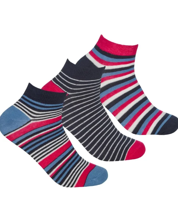 * Socks | Womens 6 Pack Cotton Rich Trainer Socks - Stripe Mix