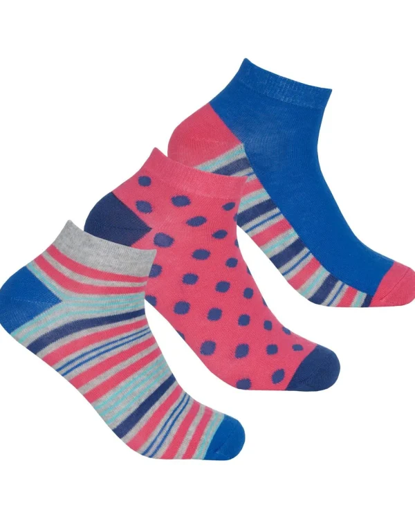 * Socks | Womens 6 Pack Cotton Rich Trainer Socks - Stripe/Spot Mix