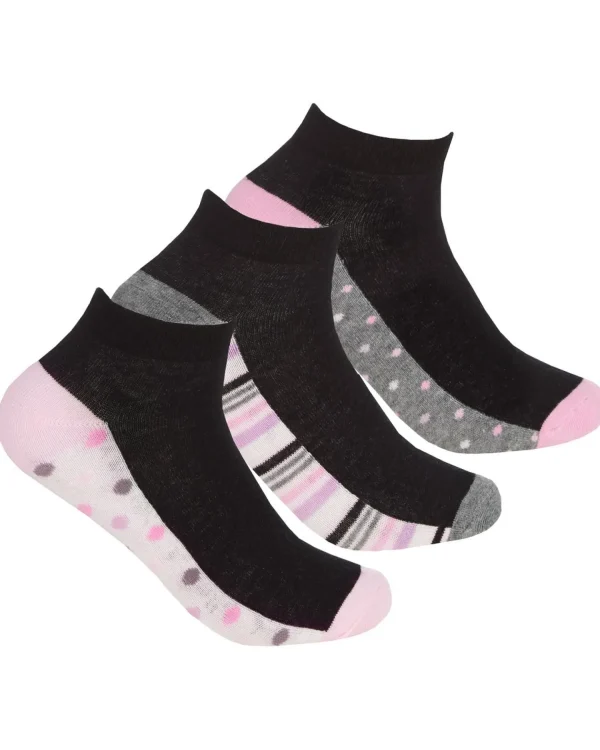 * Socks | Womens 6 Pack Cotton Rich Trainer Socks - Stripe/Spot Mix