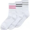 Street Essentials Socks | Womens 6 Pack White Ribbed Glitter Stripe Sport Socks