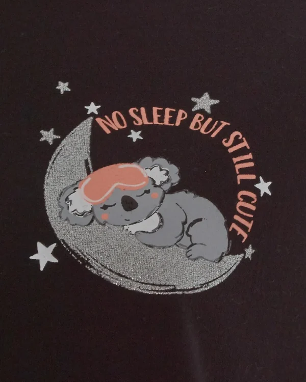 Momenti Pyjamas | Womens Black Koala Cropped Pyjamas