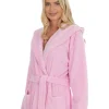 Embargo Dressing Gowns | Womens Fleece Hooded Dressing Gown - Baby Pink