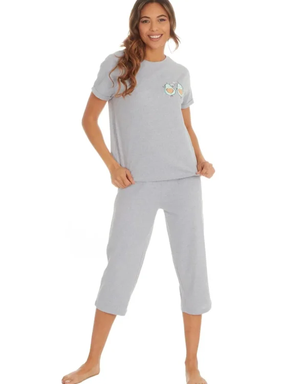 Momenti Pyjamas | Womens Grey Avocado Cropped Pyjamas