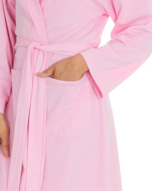Momenti Dressing Gowns | Womens Jersey Cotton Rich Kimono Robe - Pink