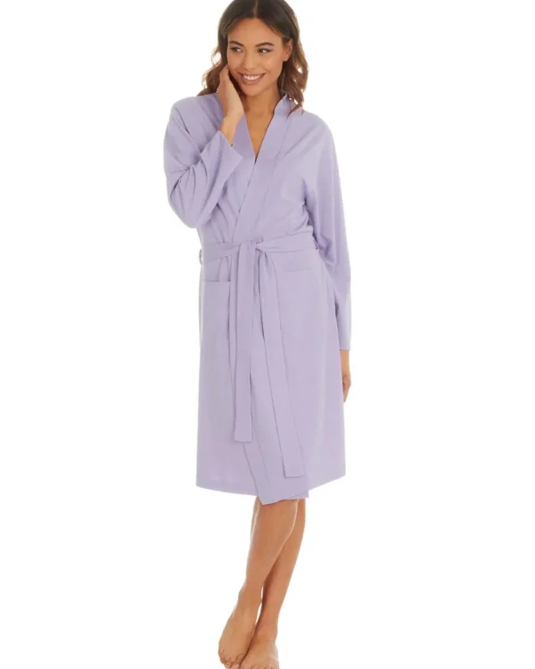 Momenti Dressing Gowns | Womens Jersey Cotton Rich Kimono Robe - Lilac