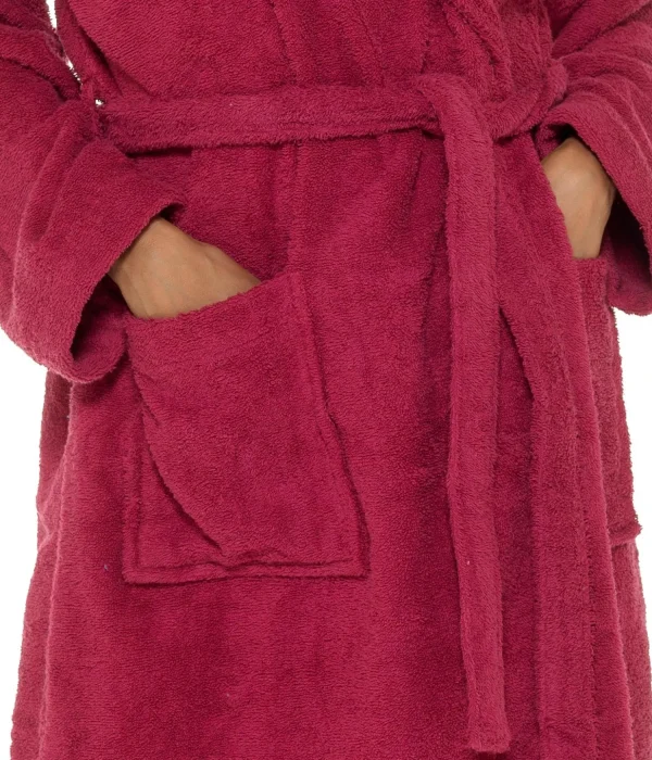 * Dressing Gowns | Wrap Towelling Dressing Gown - Wine