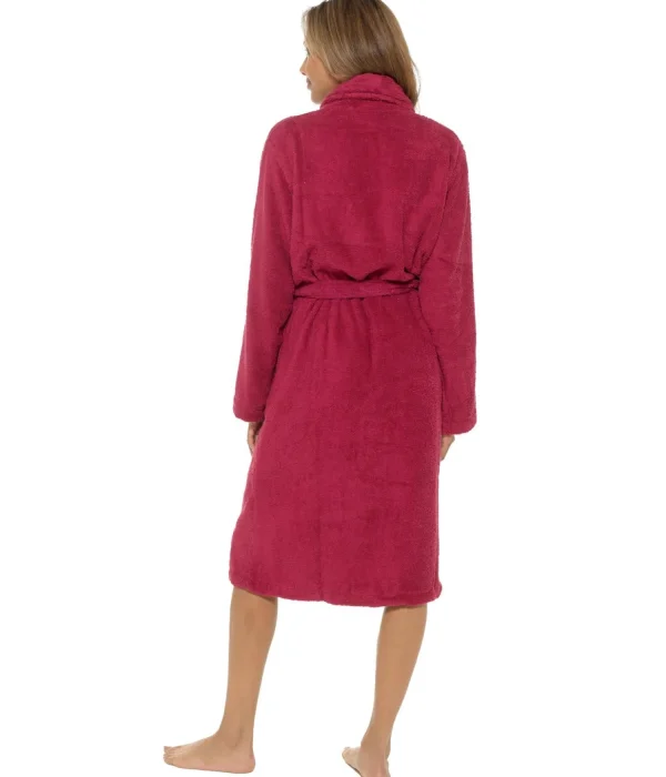 * Dressing Gowns | Wrap Towelling Dressing Gown - Wine
