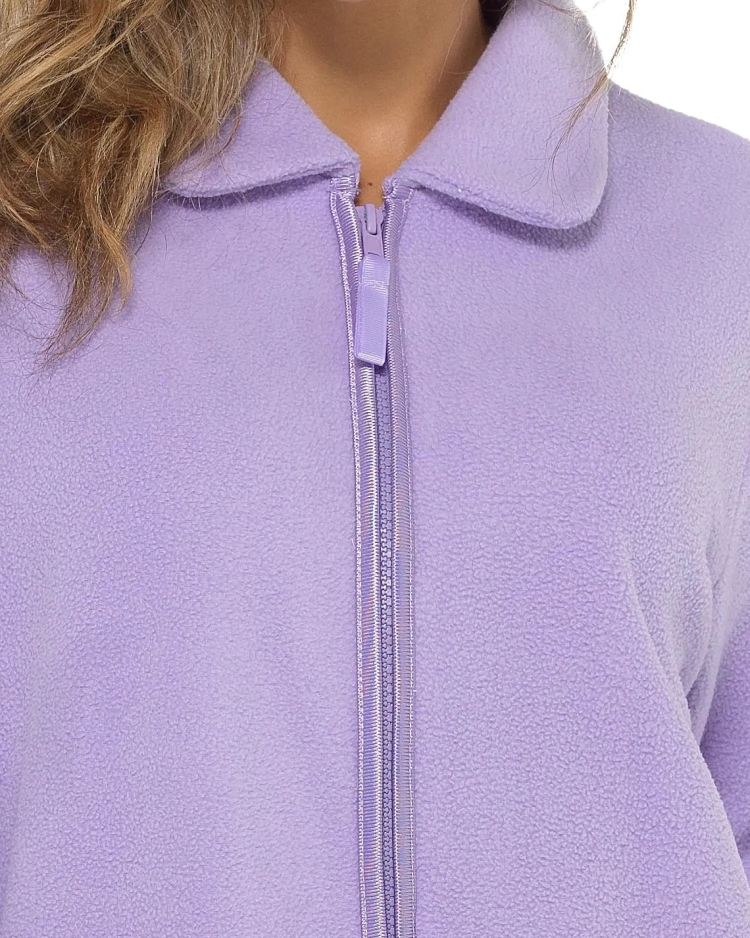 zip_up_fleece_dressing__1-3.webp * Dressing Gowns | Zip Up Fleece Dressing Gown - Lilac